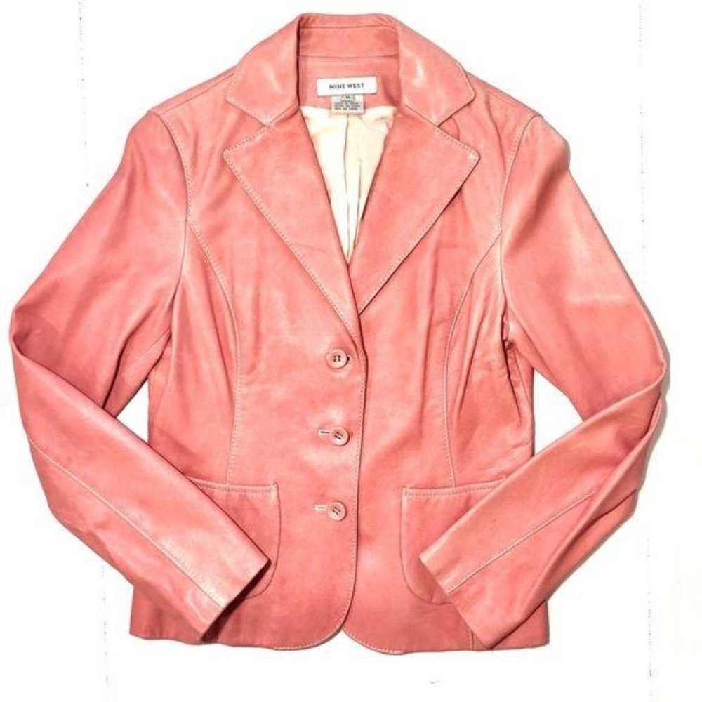 Nine West Soft Broken-In Pink Leather Jacket - Picture 2 of 8